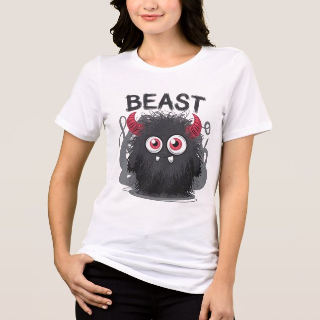 Beast Cartoon Graphic Tri-Blend Shirt (Front)
