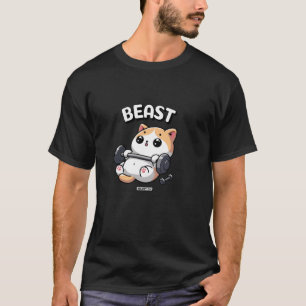 Beast Cute Cat Gym Fitness Training Workout Cute W T-Shirt