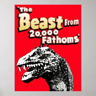 Beast From 20000 Fathoms Rhedosaurus Dinosaur Tri Poster
