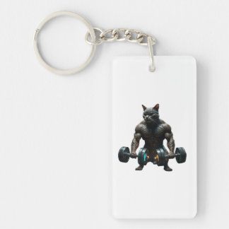 Beast Mode Muscular Gym Cat Key Ring