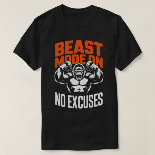 Beast Mode No Excuses Gorilla Fitness Tee