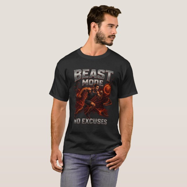  Beast Mode T-Shirt – No Excuses Gym & Sports  (Front Full)