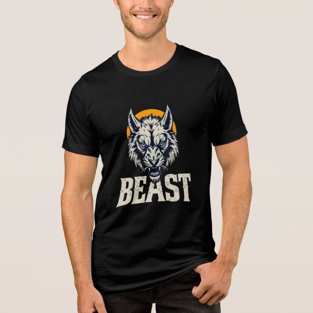 Beast Mode Wolf – Fierce Strength Graphic Tri-Blend Shirt (Front)