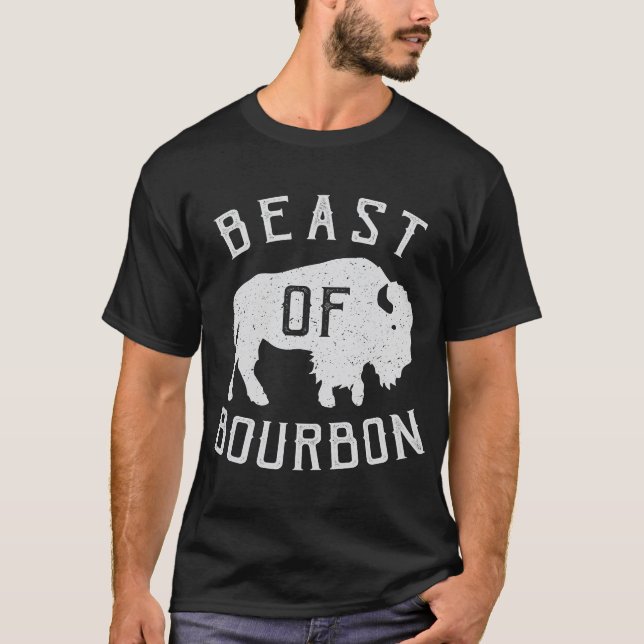 Beast of Bourbon Drinking Whiskey design Bison Buf T-Shirt (Front)