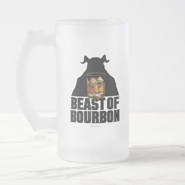 Beast Of Bourbon Frosted Glass Beer Mug (Left)