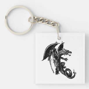Beast Of The Night Dragon Fantasy Mythical Artwork Key Ring
