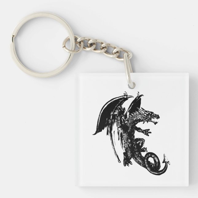 Beast Of The Night Dragon Fantasy Mythical Artwork Key Ring (Front)