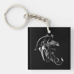 Beast of the Night Dragon Mystical Creature Design Key Ring
