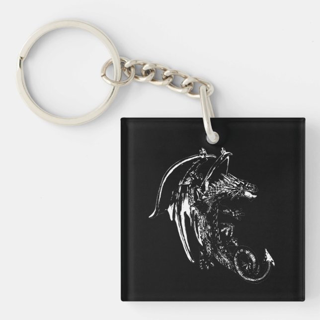 Beast of the Night Dragon Mystical Creature Design Key Ring (Front)