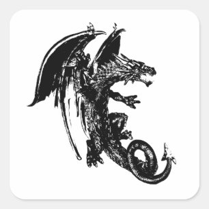 Beast of the Night Dragon Mythic Creature Fantasy Square Sticker