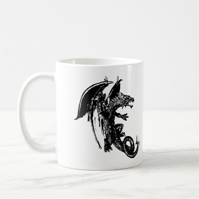 Beast Of The Night Mystical Dragon Shadow Creature Coffee Mug (Left)