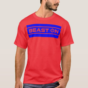 Beast ON Blue Modern Fitness Simple Gym Motivation T-Shirt