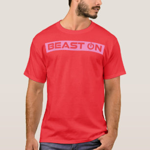 Beast ON Pink Gym Fitness Workout Gym Slogan Pink T-Shirt