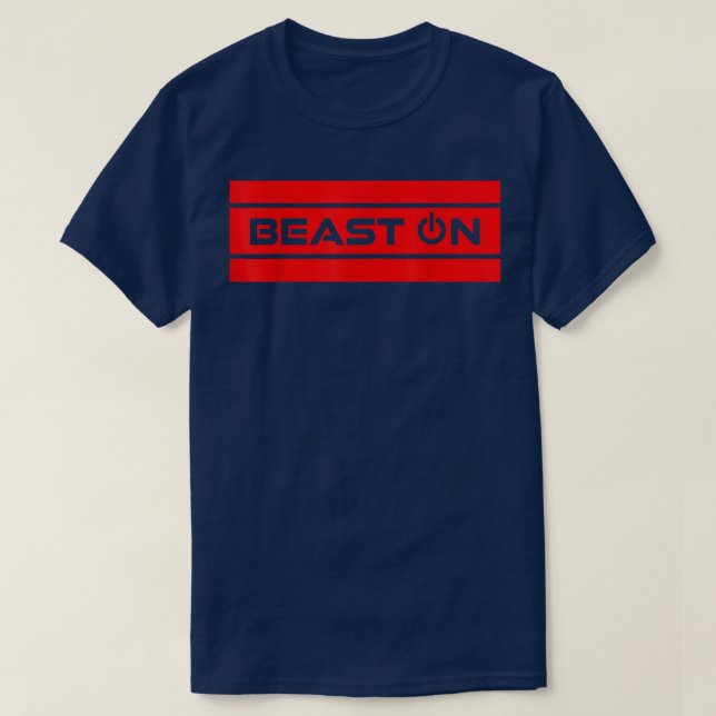 Beast ON Red Modern Fitness Simple Gym Motivation  T-Shirt (Design Front)