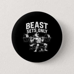 Beast Sets Only Wolf Gym Workout Fitness Bodybuild 6 Cm Round Badge