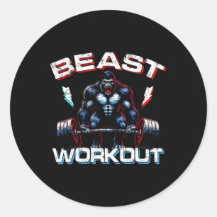 Beast Silverback Deadlift Gym Jokes Gorilla Workou Classic Round Sticker