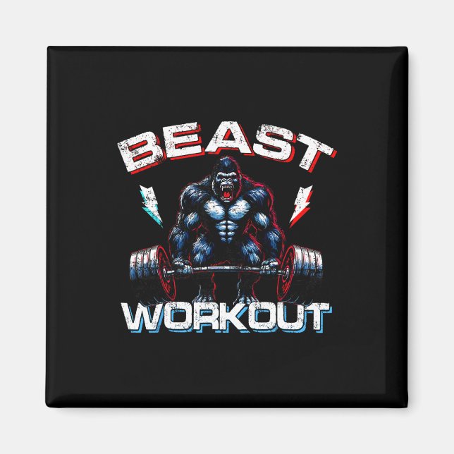 Beast Silverback Deadlift Gym Jokes Gorilla Workou Magnet (Front)
