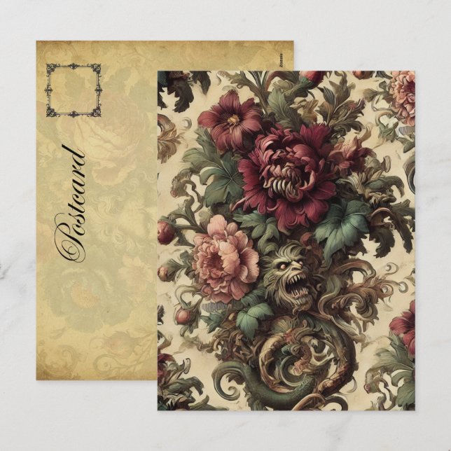 Beastly Bouquet – Gothic Victorian Holiday Postcard (Front/Back)