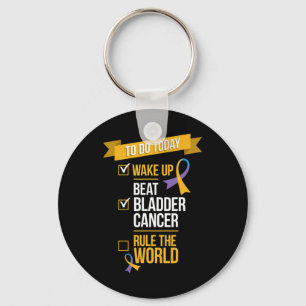 Beat Bladder Cancer Rule the World Key Ring