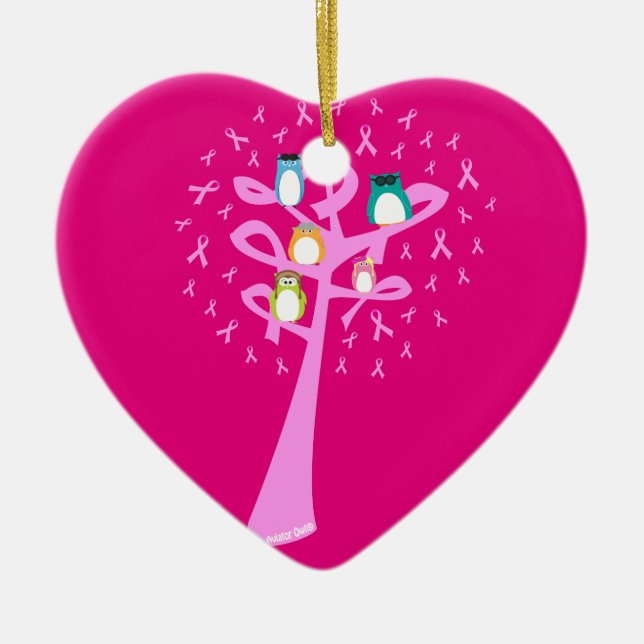 Beat Breast Cancer Ceramic Tree Decoration (Front)