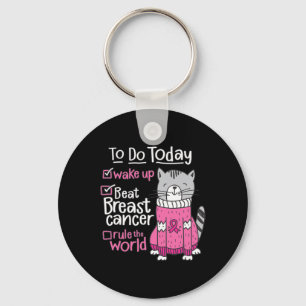 Beat Breast Cancer Rule The World Survivor Quote C Key Ring