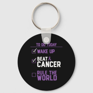 Beat Cancer Rule the World Key Ring