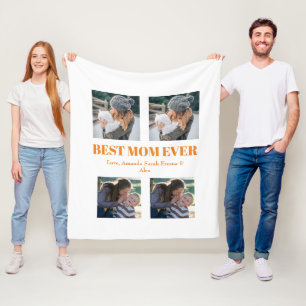 Beat Mum Ever Custom 4 photo Collage    Fleece Blanket