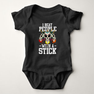 Beat people with stick 8 Ball Sugar Skull Billard Baby Bodysuit