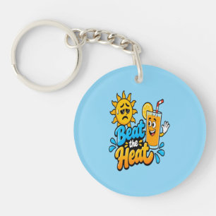 Beat The Heat Cute Orange Juice Summer Cartoon T-S Key Ring