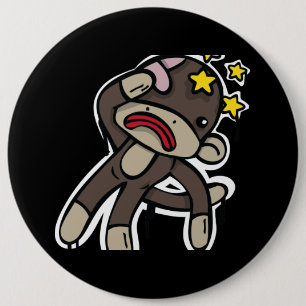 Beat up SOCK MONKEY 6 Cm Round Badge