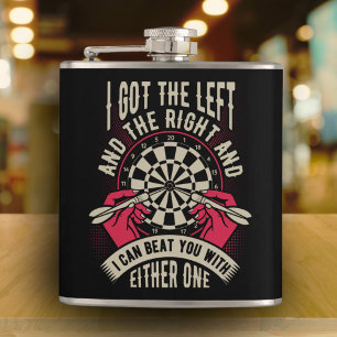 Beat You With Both Hands Dart Player Flask 6 oz.