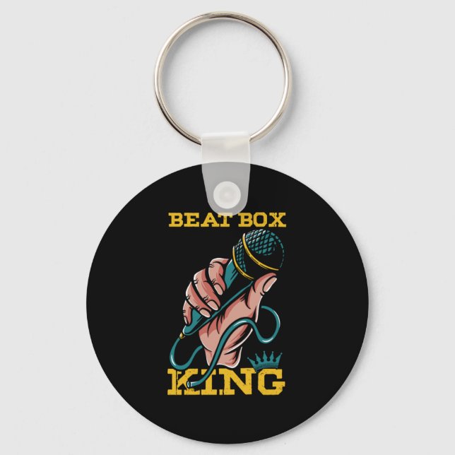 Beatbox King Microphone Rap Hiphop Beatboxer Gift Key Ring (Front)