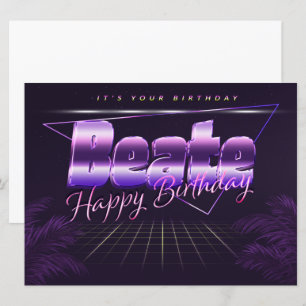 Beate Name Vorname lila retro Karte Geburtstag Card