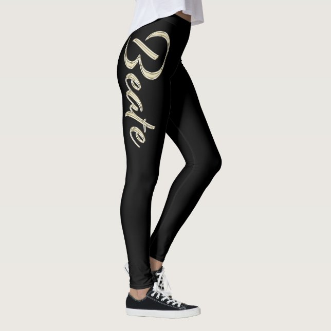 Beate white gold handwriting hose leggings (Right)