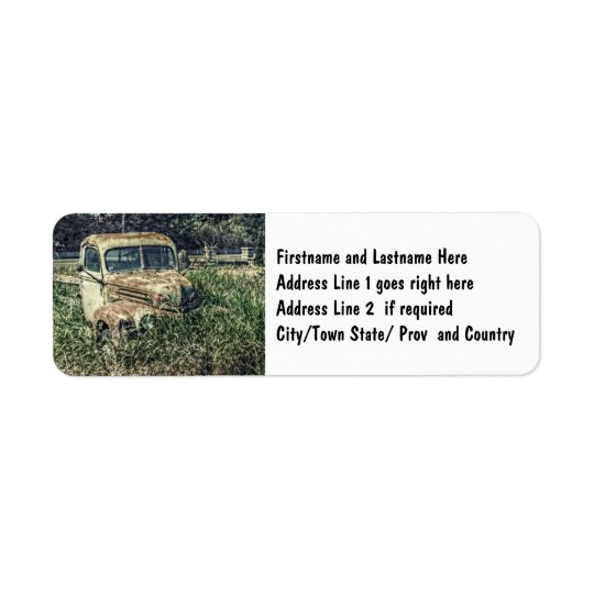Beater Vintage Antique Work Truck on Farm Return Address Label