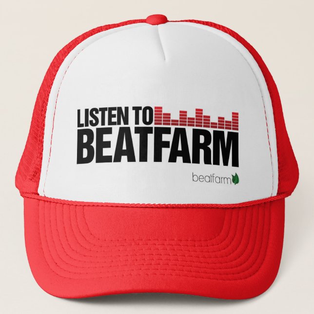 Beatfarm Listen Red Trucker Hat (Front)