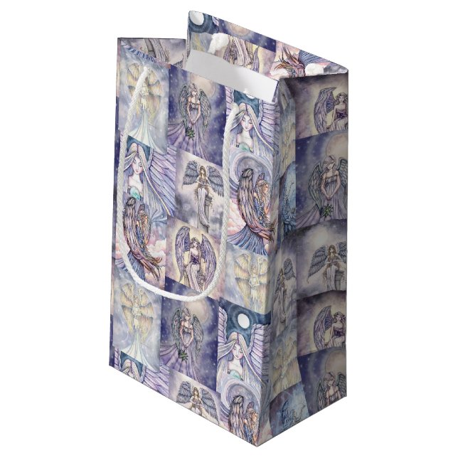 Beatiful Angels Collage Fantasy Art Small Gift Bag (Back Angled)