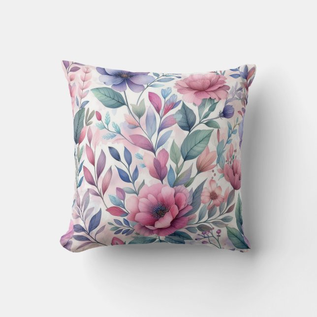 Beatiful colorful flower seamless pattern cushion (Front)