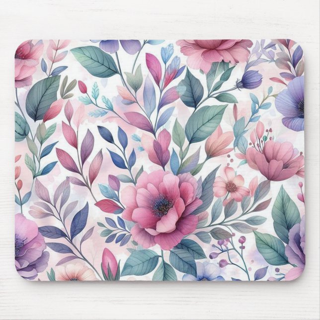 Beatiful colorful flower seamless pattern mouse mat (Front)