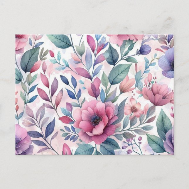 Beatiful colourful flower seamless pattern holiday postcard (Front)