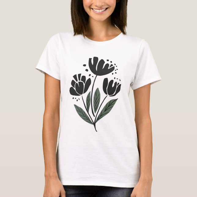 Beatiful  Elegant Flower Design T-Shirt (Front)