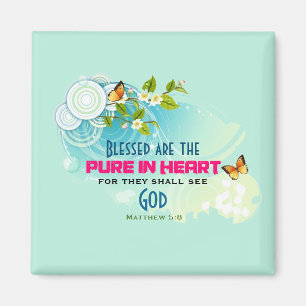 Beatitude Quote with Butterflies and Blossoms Magnet