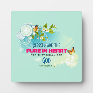 Beatitude Quote with Butterflies and Blossoms Plaque