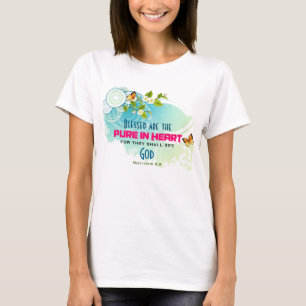 Beatitude Quote with Butterflies and Blossoms T-Shirt