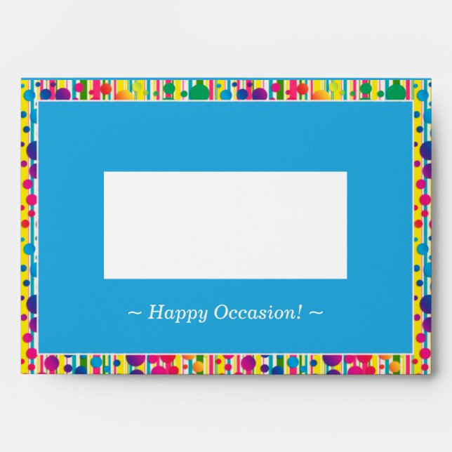 [Beatnik Bubbles] Retro Polka Dot Striped Blue Envelope (Front)