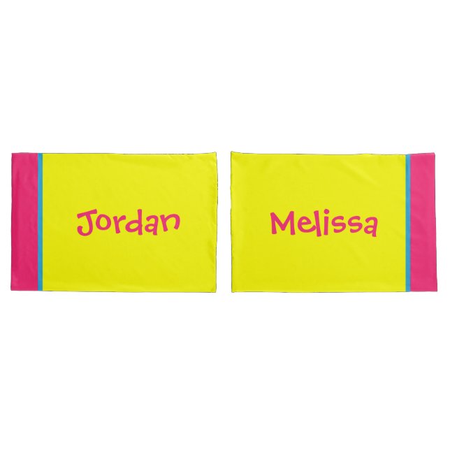 [Beatnik Bubbles] Retro Polka Dot Striped Yellow Pillowcase (Back-Set)