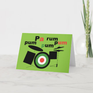 Beatnik Drummer Boy Greeting Card / Green