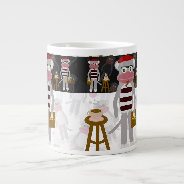 Beatnik Monkey Pattern Fun Character Cartoon Large Coffee Mug (Front)