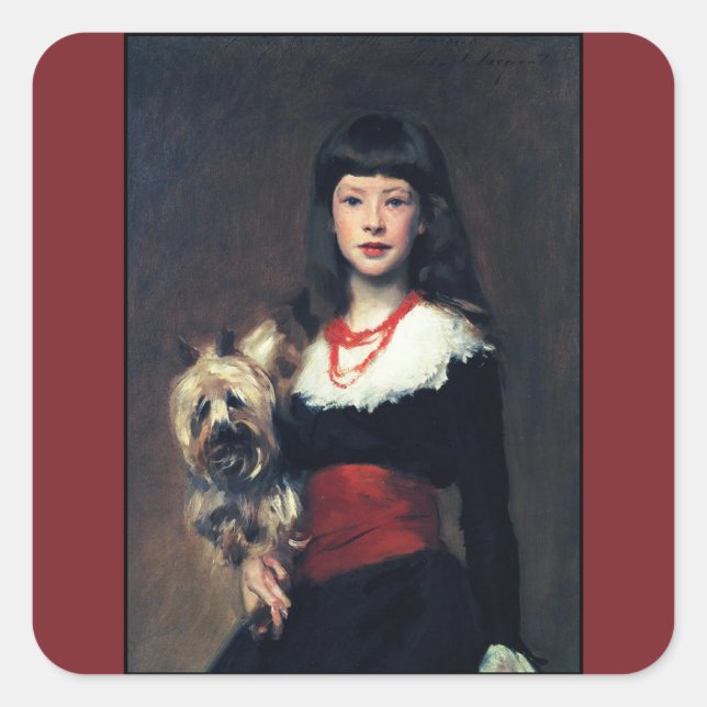 Beatrice Townsend w/Dog 1882 ~ Realism Square Sticker (Front)