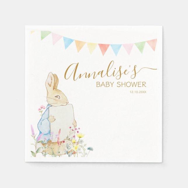 Beatrix Peter the Rabbit Woodland Baby Shower Napkin (Front)